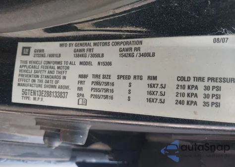 2008 Hummer H3 Suv z USA, uszkodzony, nr VIN 5GTEN13E288133837